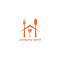 Restaurant logo illustration of spoon, glass, fork. vector design color Royalty Free Stock Photo