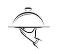 Restaurant logo or label. Menu, food service symbol. Vector illustration