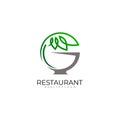 Restaurant logo, leaf logo template, vegetarian icons