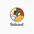 Restaurant logo with wine glass and plate