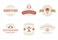 Restaurant logos templates set vector illustration good for menu labels and cafe badges Royalty Free Stock Photo