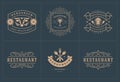 Restaurant logos templates set vector illustration good for menu labels and cafe badges Royalty Free Stock Photo