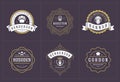 Restaurant logos templates set vector illustration good for menu labels and cafe badges Royalty Free Stock Photo