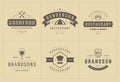 Restaurant logos templates set vector illustration good for menu labels and cafe badges Royalty Free Stock Photo