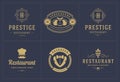 Restaurant logos templates set vector illustration good for menu labels and cafe badges Royalty Free Stock Photo