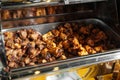 Restaurant lunch catering buffet with chicken Royalty Free Stock Photo