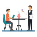 Restaurant man waiter icon, flat style Royalty Free Stock Photo