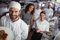 Restaurant manager with his kitchen staff Royalty Free Stock Photo