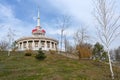 Restaurant Mayak or Lighthouse, a historic building view from the historical park Russia