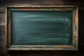 Restaurant menu backdrop green chalkboard with wooden frame, copyspace Royalty Free Stock Photo