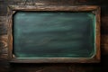 Restaurant menu backdrop green chalkboard with wooden frame, copyspace Royalty Free Stock Photo