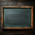 Restaurant menu backdrop green chalkboard with wooden frame, copyspace Royalty Free Stock Photo