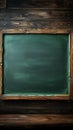 Restaurant menu backdrop green chalkboard with wooden frame, copyspace Royalty Free Stock Photo