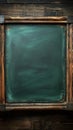 Restaurant menu backdrop green chalkboard with wooden frame, copyspace Royalty Free Stock Photo