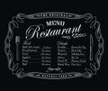 Restaurant menu blackboard vintage frame antique label