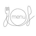 Restaurant menu continuous thin line illustration