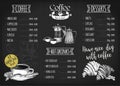 Restaurant menu design. Coffee restaurant brochure vector, coffee shop menu design. Royalty Free Stock Photo