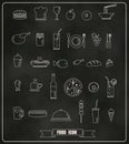 Restaurant menu design elements with chalk drawn food and drink Royalty Free Stock Photo