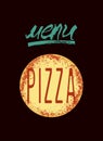 Restaurant menu design for pizza. Poster for pizzeria. Vector illustration. Royalty Free Stock Photo