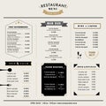 Restaurant Menu Design Template layout with icons and emblem Royalty Free Stock Photo