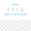 Restaurant menu design template. Seafood. Vector