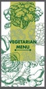 Restaurant menu design. Vegetarian food. Vector
