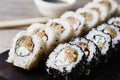 sushi rolls set with crab meat fillings,close up Royalty Free Stock Photo