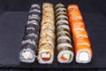 Restaurant menu, Japanese food art. Appetizing maki sushi set, s Royalty Free Stock Photo
