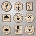 Restaurant menu labels Royalty Free Stock Photo