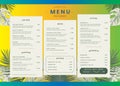 restaurant menu template with tropical leaves vector design illustration Royalty Free Stock Photo