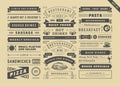 Restaurant menu typographic decoration design elements set vintage and retro style vector illustration Royalty Free Stock Photo