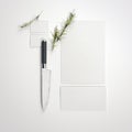 Restaurant mockup with sharp knife. 3d rendering