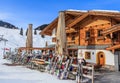 Restaurant in the mountains.Ski Resort Soll in wintertime.Tyrol