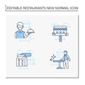 Restaurant new normal line icons set