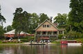 Restaurant next to peaceful lake