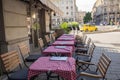 Restaurant outdoor terrace in Budapest,Hungary. Royalty Free Stock Photo