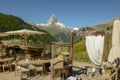 Restaurant over Zermatt on the Swiss alps