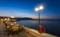 Restaurant at Paraliaki promenaad at night in Kissamos, Crete, Greek Islands, Greece, Europe Royalty Free Stock Photo