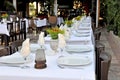 Restaurant patio tables Royalty Free Stock Photo