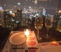 Restaurant on The Peak at night. Hong Kong.