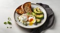 Avocado Boiled Eggs Soft Cheese Toast On Plate Still Life