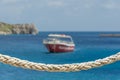 Restaurant platform in Agios Nikolaos beach Royalty Free Stock Photo