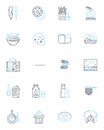 Restaurant plaza linear icons set. Dining, Cuisine, Gourmet, Bistro, Brunch, Buffet, Tapas line vector and concept signs Royalty Free Stock Photo