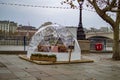 Restaurant pods on river thames at south bank Royalty Free Stock Photo