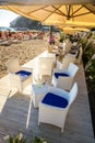 Restaurant On Positano Beach - Amalfi Coast, Italy Royalty Free Stock Photo