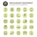 Restaurant professional equipment line icons. Royalty Free Stock Photo