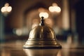 Restaurant Reception Bell. vintage effect style picture with shallow depth of field, A closeup of a hotel service bell is placed Royalty Free Stock Photo