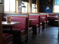 Restaurant with red booths