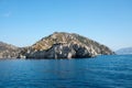 Restaurant in a remote location on mountain rock in the sea. Rock Restaurant over the sea.