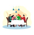 Restaurant seafood dinner vector illustration. Meal food for cartoon people character, eating flat fish cuisine isolated